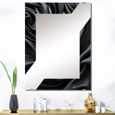 Miroir mural Silk Fractal Noir Curves, Abstract Fractal Black Modern - Silk Fractal Noir Curves II