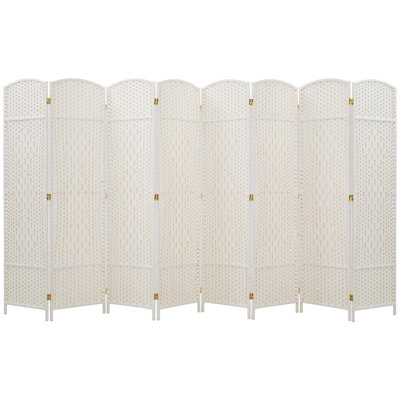 Sebeka 8 Panels Room Divider 6 FT Tall Weave Fiber Privacy Screen Freestanding Double Folding Screen by Bay Isle Home