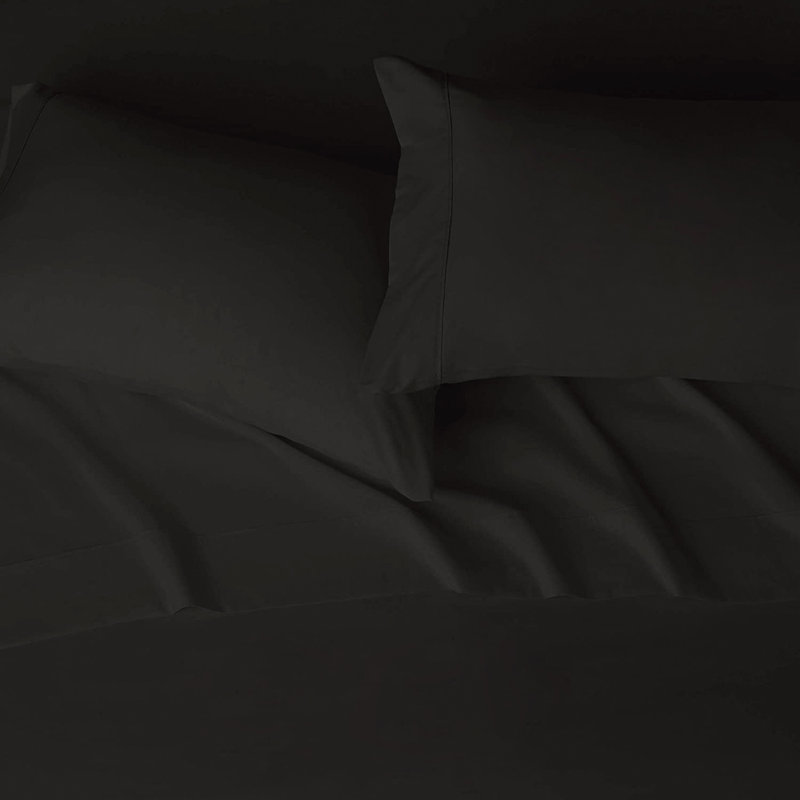 Ensemble de literie en microfibre brossée, Noir, Ensemble de draps pour taille de lit simple TG ave
