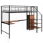 Lit mezzanine simple en métal noir avec bureau et grille. Fabrication robuste. Garde-robe latérale pour optimiser l'espace. Multiples activités polyvalentes. Convient à la décoration d'une pièce. Matelas non inclus Grille de taille en noir.-1237468414-1237468413