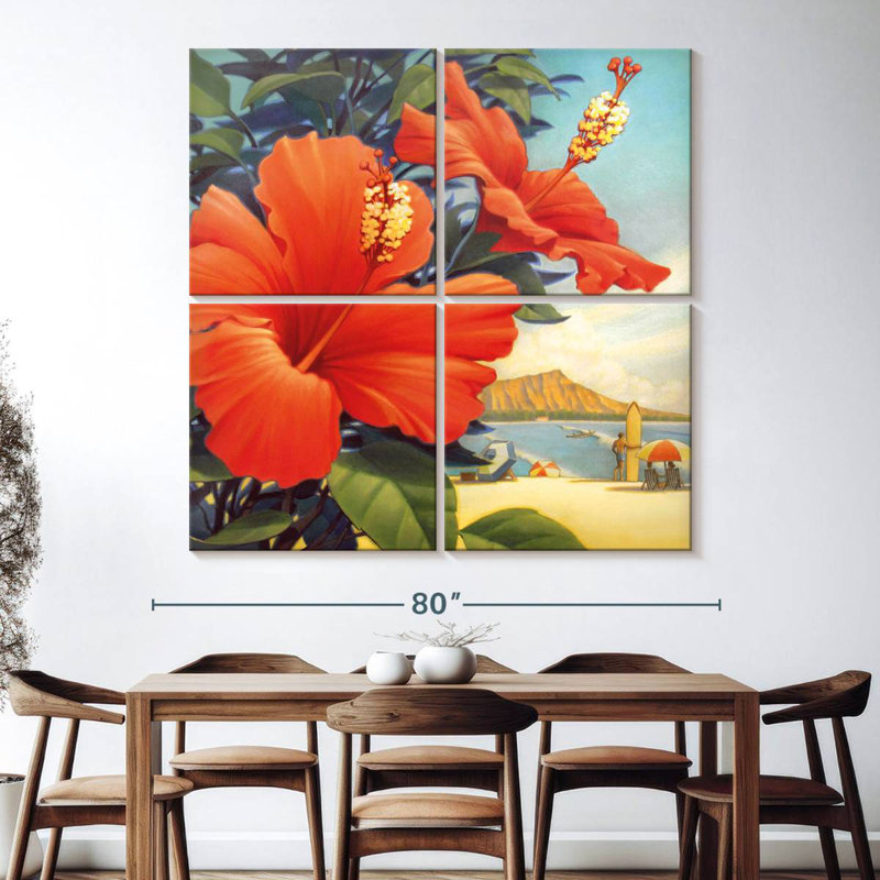 Harnek Hibiscus Beach Day, 74" H x 74" W