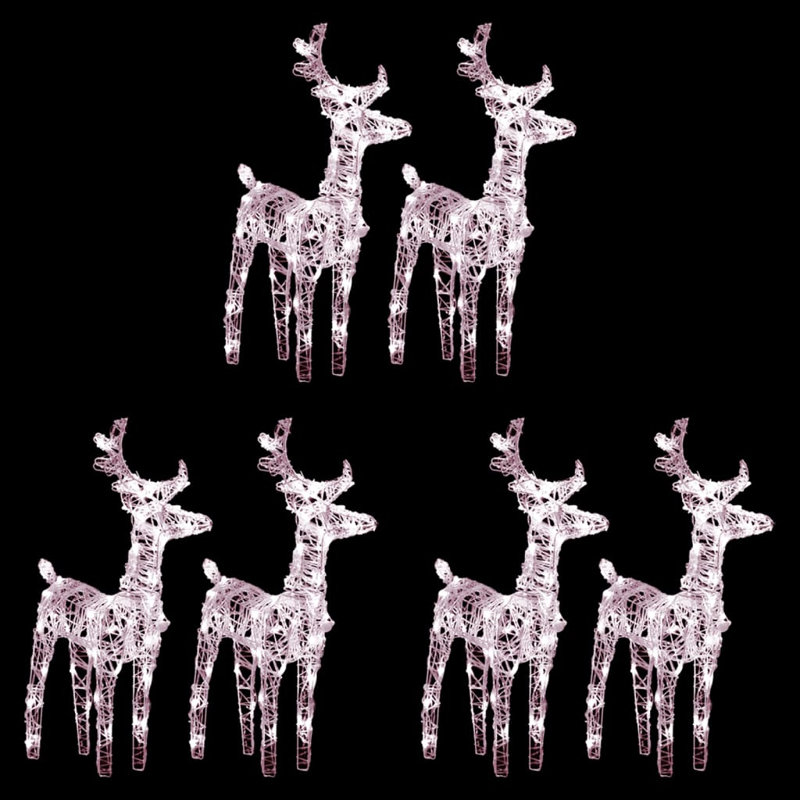 Décoration de Noël renne de Noël avec lumière DEL acrylique, Blanc chaud