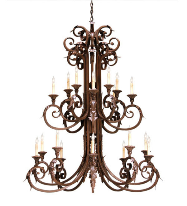 Serratina 20 - Light Dimmable Tiered Chandelier, Autumn Leaf, Paint To Match