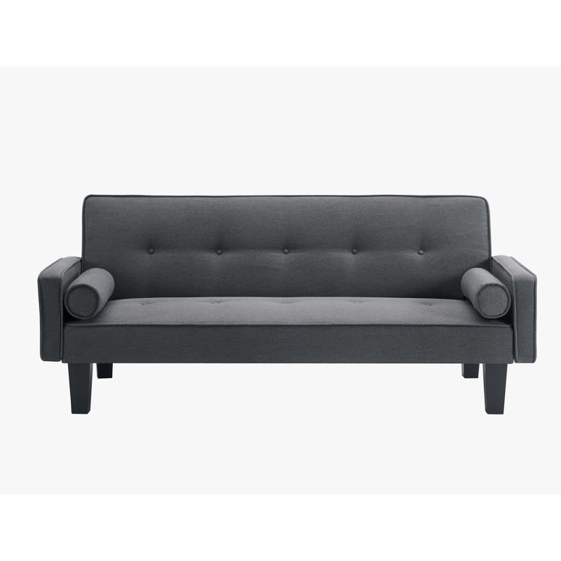Canapé-lit à accoudoirs carrés 12,68 po, Mélange de polyester brun