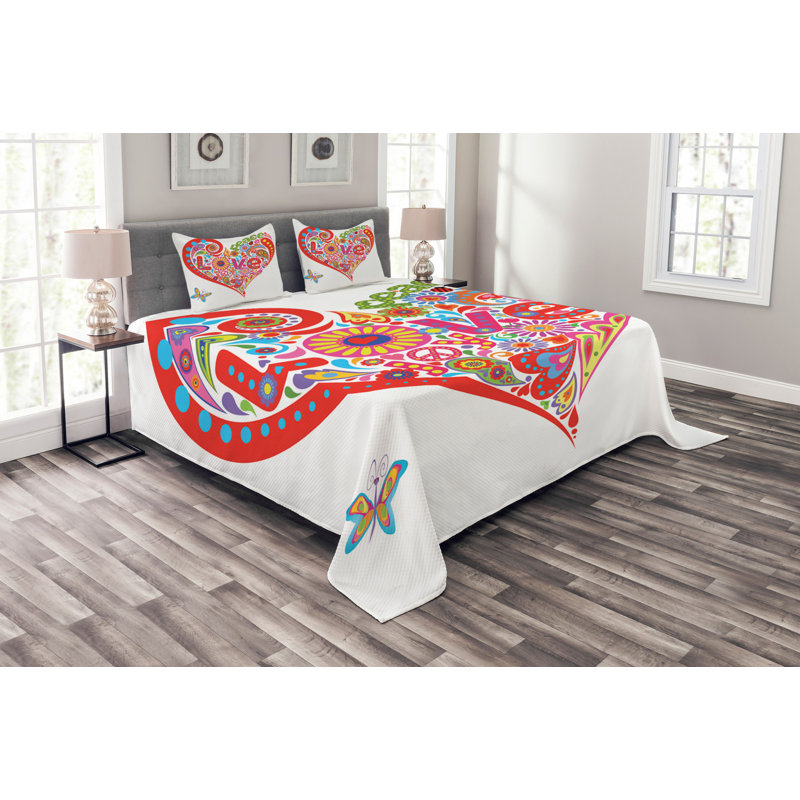 Multicolour Microfibre Bedspread Set, 220 x 264 cm