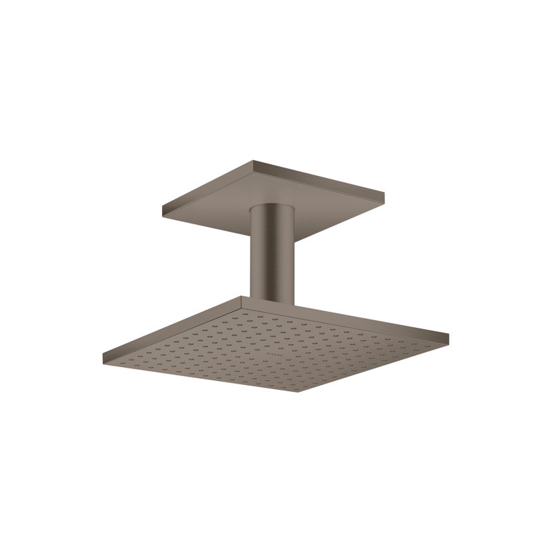 ShowerSolutions Square Showerhead 250 2-Jet Ceiling Connection, Brushed Black Chrome, 1.75 GPM