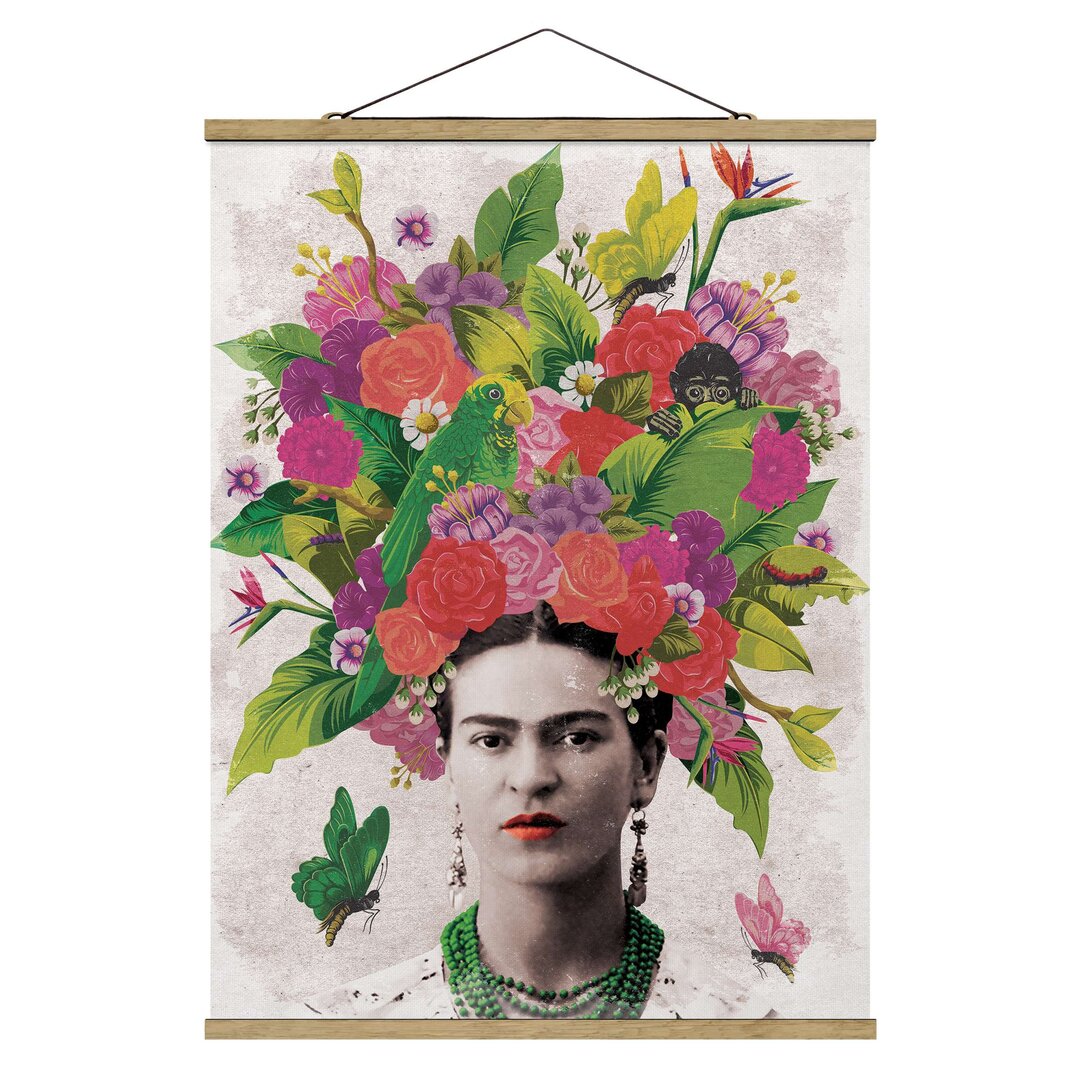 Stoffbild Flower Portrait von Frida Kahlo