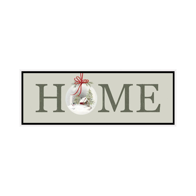Signe de Noël à la maison - reproduction d'art murale - toile encadrée, H 12 po x l 36 po, Blanc
