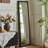 French Vintage Teak Pearl-Shaped Frame Full-Length Mirror