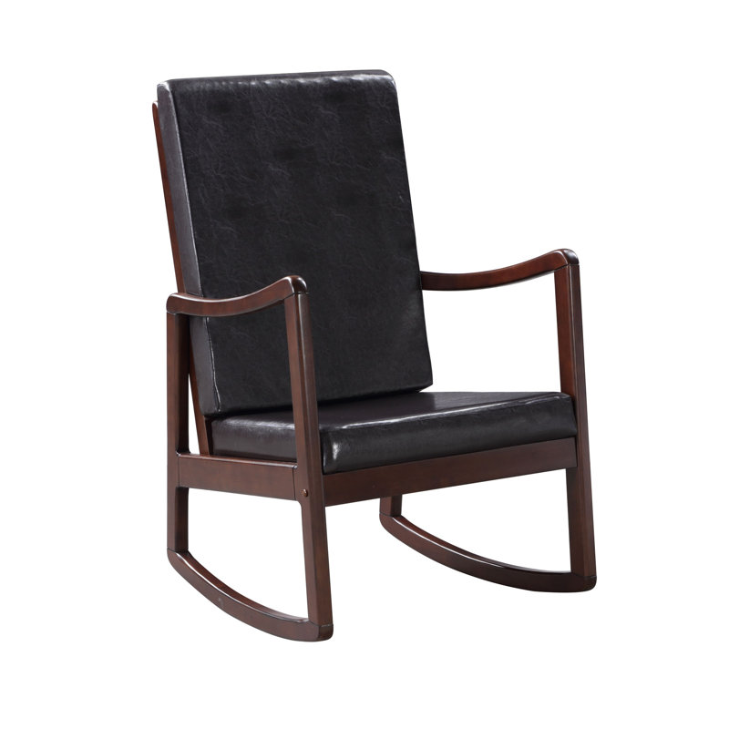 Chaise berçante en cuir synthétique et espresso Raina, Noir