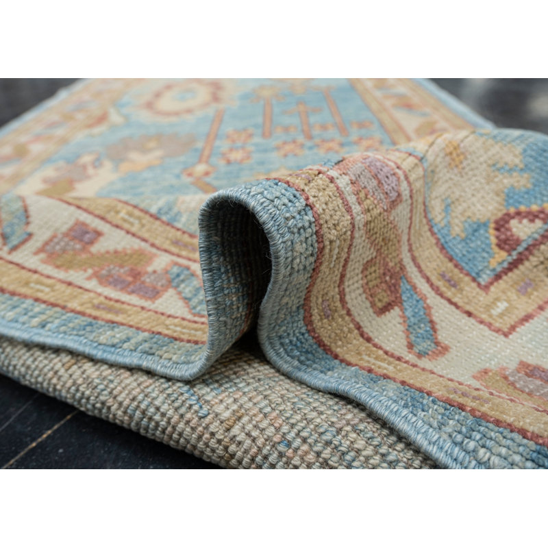 Tapis turc Oushak fait à la main 3 pi x 11 pi 11 po