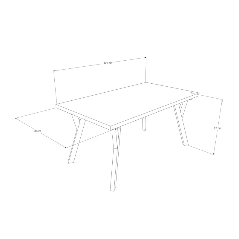 Emmy Oak Solid Wood Dining Table, Natural Oil, 76cm H x 120cm L x 90cm W
