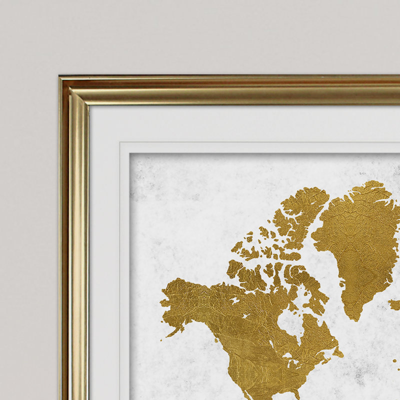 «Champaign Gold Map», impression sur papier, H 28 po x l 38 po x P 1,5 po, Or