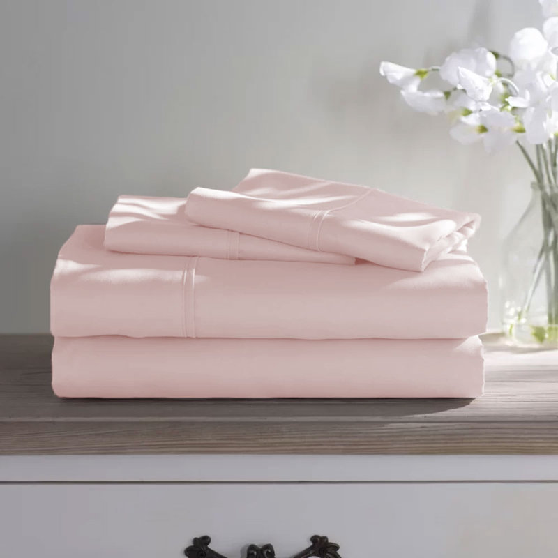 Wayfair Basics® 1800 Series Soft Microfiber Sheet Set, Twin Sheet Set with 2 Pillowcases, Rose Blush