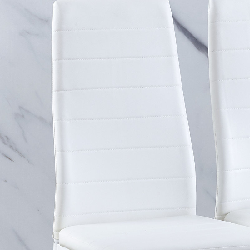 Dining Set, White Line Leather Chairs#2