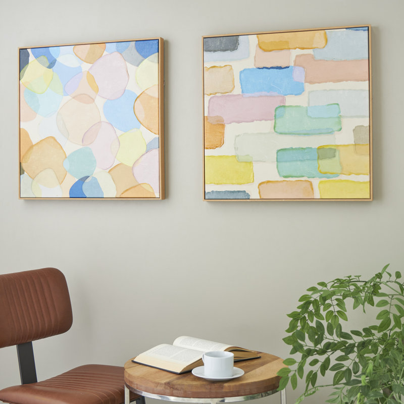 «Small Square Abstract», ensemble de 2 reproductions encadrées sur toile