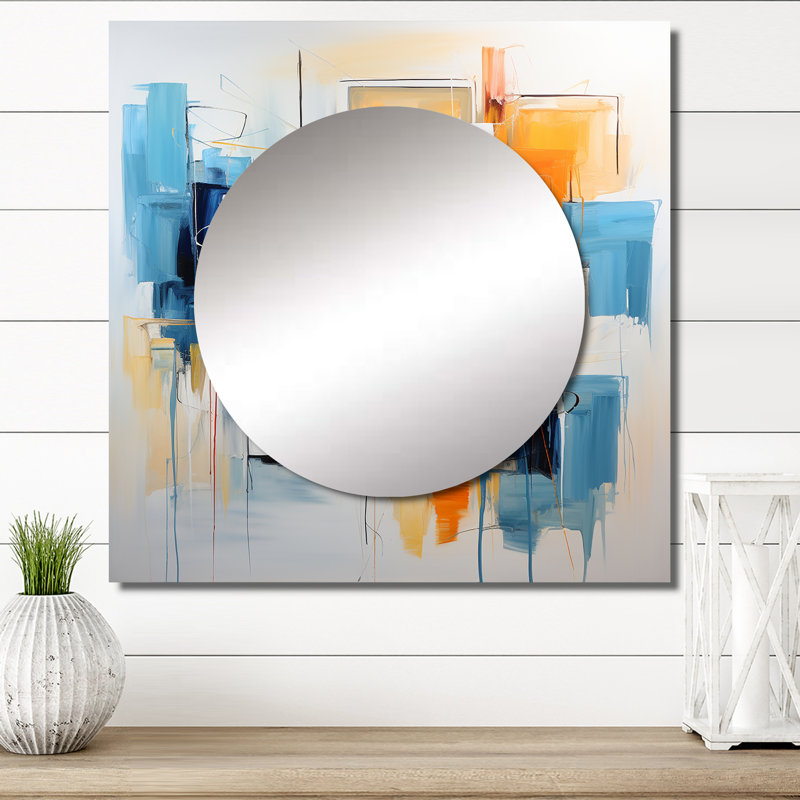 Geisi - Art mural abstrait à miroirs carrés pour salle de bain, 23 po x 23 po
