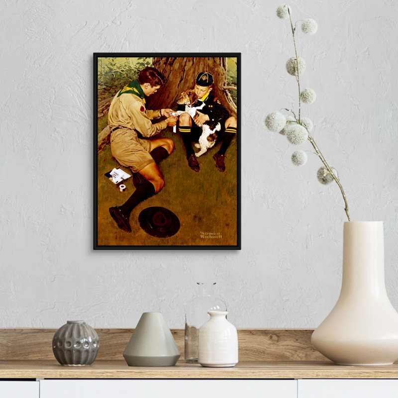 «Friend In Need», art mural sur toile, Cadre flottant noir, H 18 po x l 14 po x P 1,75 po
