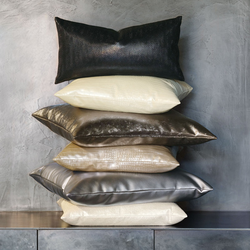 Tegu Animal Print Faux Leather Throw Pillow, Gold, 11"H x 21"W