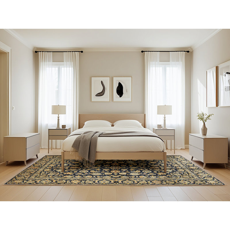 Tapis décoratif beige oriental Shayna, Rectangle 5 pi x 8 pi