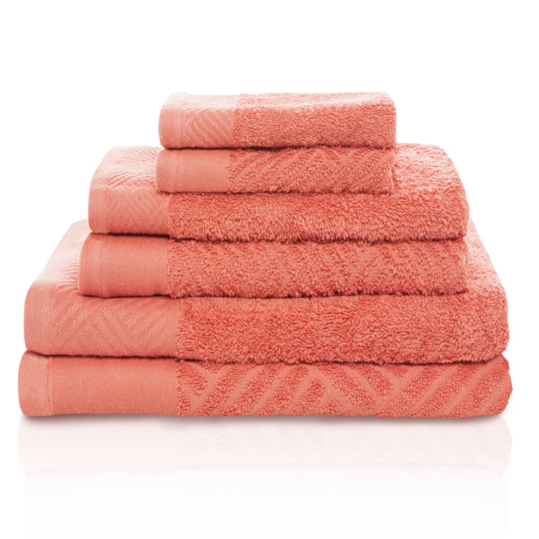 Adarsh 6 Piece Egyptian-Quality Cotton Towel Set Lark Manor Color: Coral