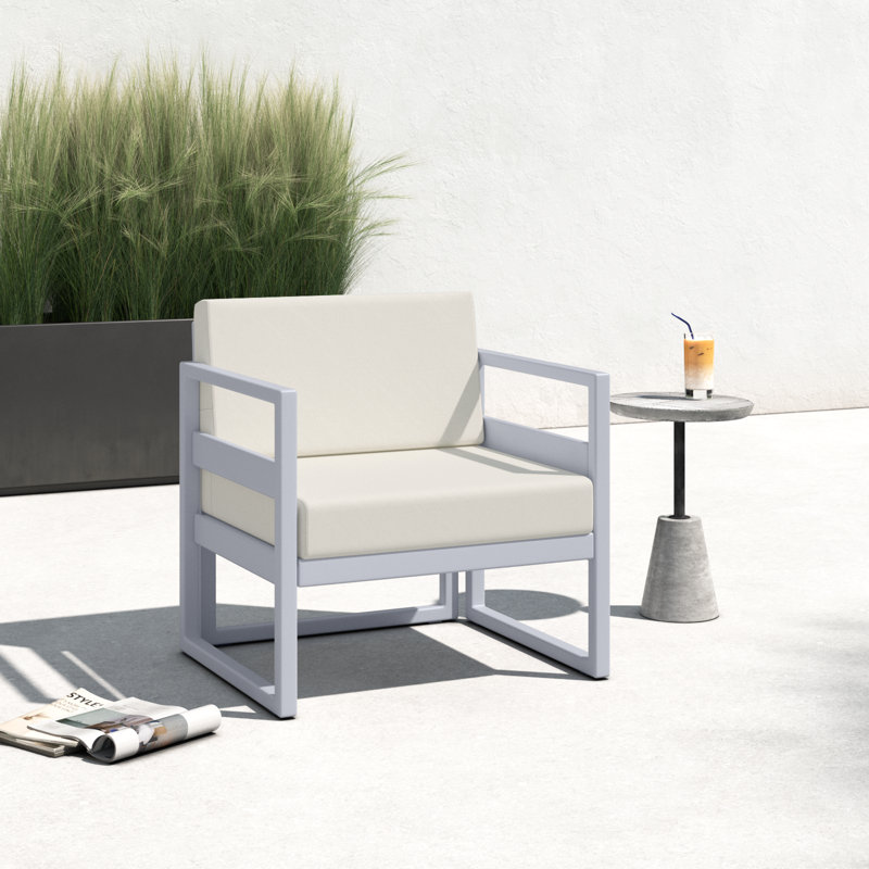 Lane Outdoor Lounge Chair, Canvas Natural Sunbrella® Canvas, Silver/Gray