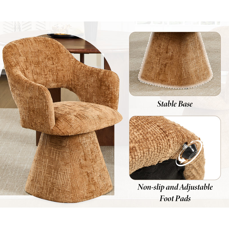 Tavien Upholstered Dining Chair Armless with Sturdy Metal Legs Ergonomic Side Accent Chair for Dining Room/Living Room, khaki