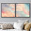 «Soft Pastel Cloudscape», ensemble de 2 reproductions d'art sur toile encadrées, impression inspirée du ciel rêveur pour des espaces de vie modernes et apaisants