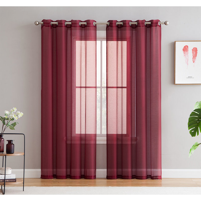 Carmille Semi-Sheer Grommet Curtain Panels, 54" W x 84" L, Burgundy