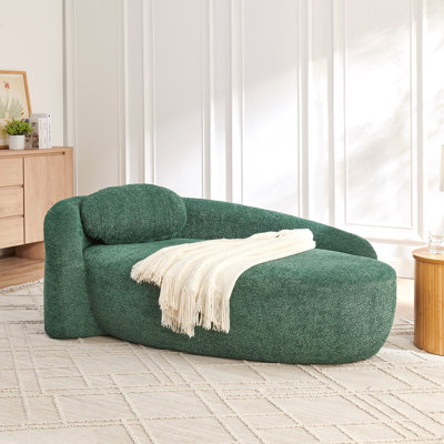 Modern Oval Single Lazy Sofa Chair With Integrated Backrest, Side Armrest And Pillow, Compact Space-Saving Lounge Chair