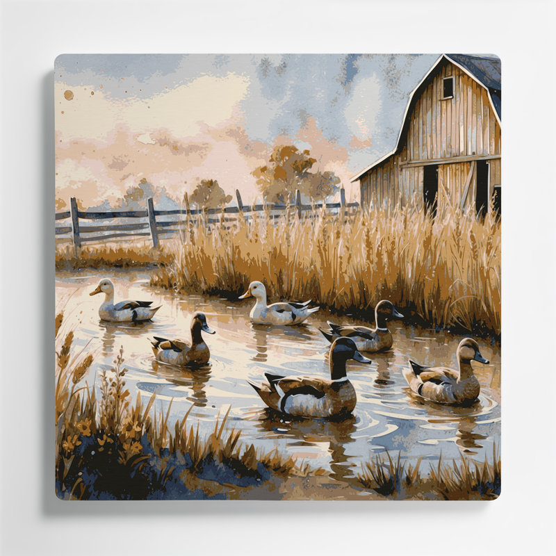 «Farm Ducks», art mural en métal beige, H 16 po x l 16 po