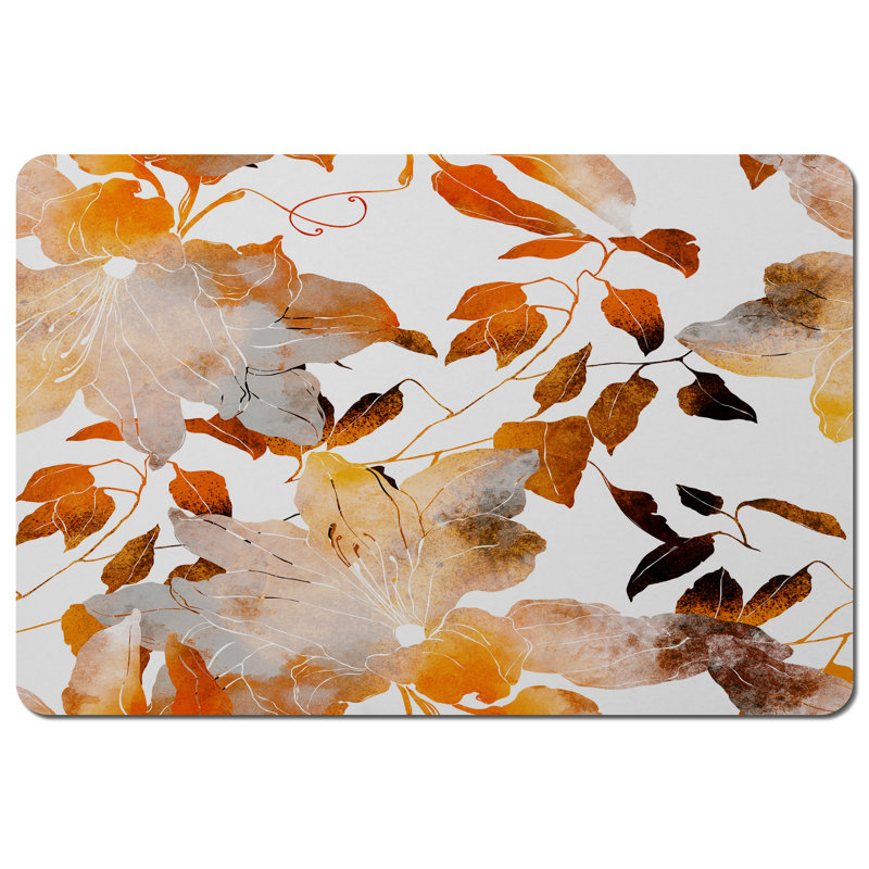 Basalt Polyester, Wood Floral Rectangle Placemat