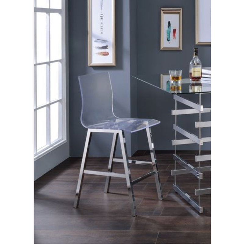 Ensemble de chaises à hauteur de comptoir en acrylique transparent et chrome (ensemble de 2)