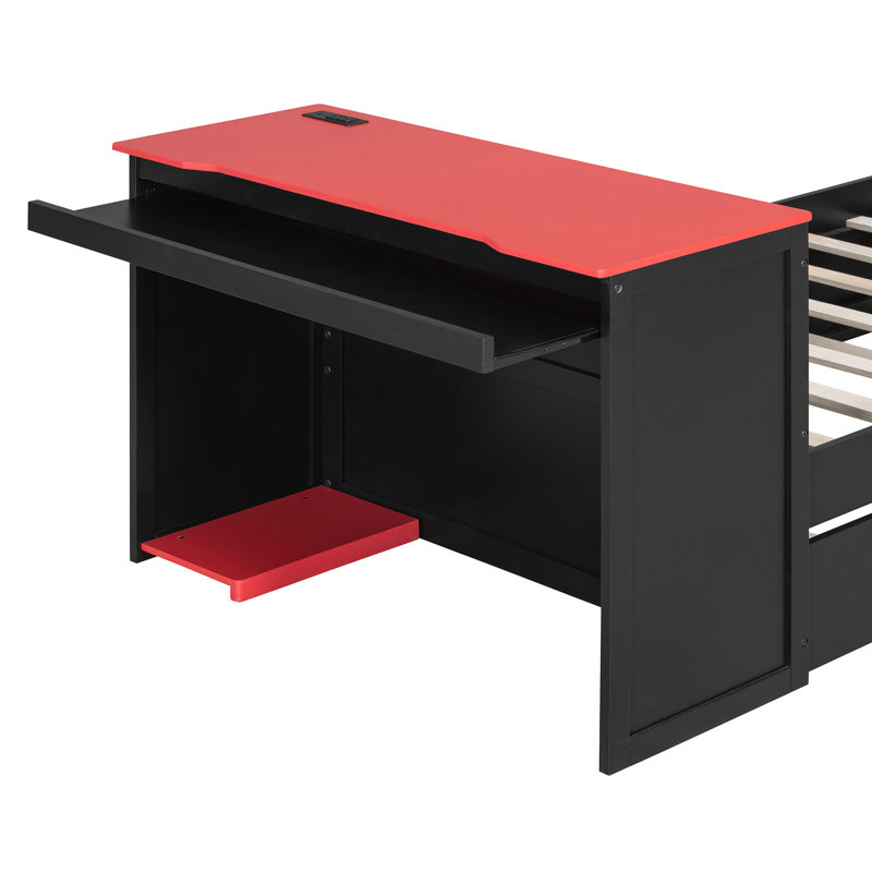Lits simples modernes avec lit gigogne en bois, caractéristiques à DEL et USB