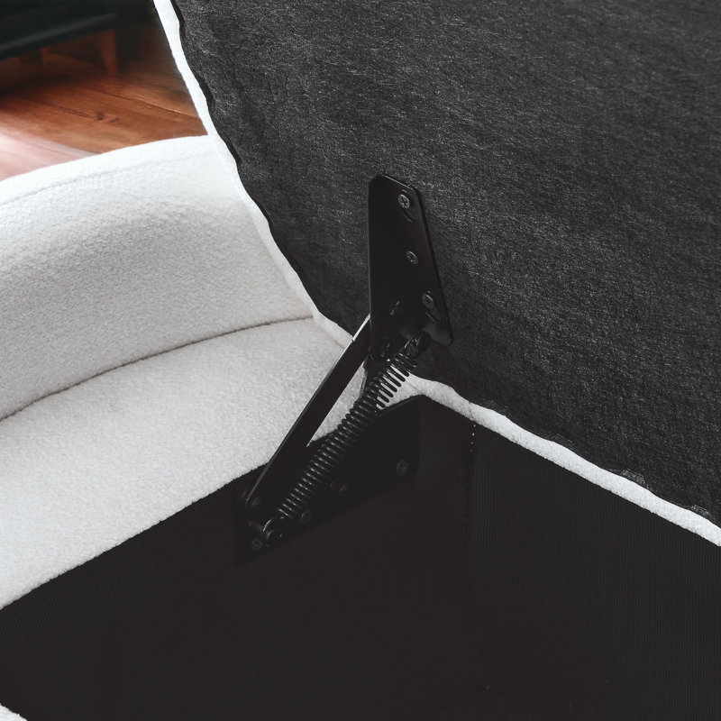 Battifora Upholstered Bench with Flip Top, White