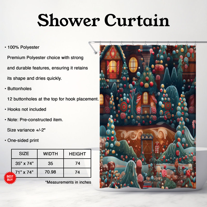 Rideau de douche Sweet Cottage - Premium, H 74 po x l 71 po