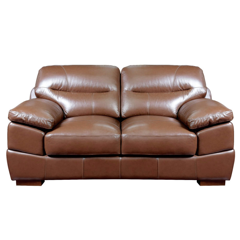 Jayson Upholstered 73'' Loveseat, Brown Genuine Leather