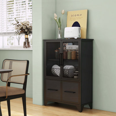 Storage Cabinet with 4 Iron Doors, Adjustable Shelf, and Black Sturdy Metal Frame