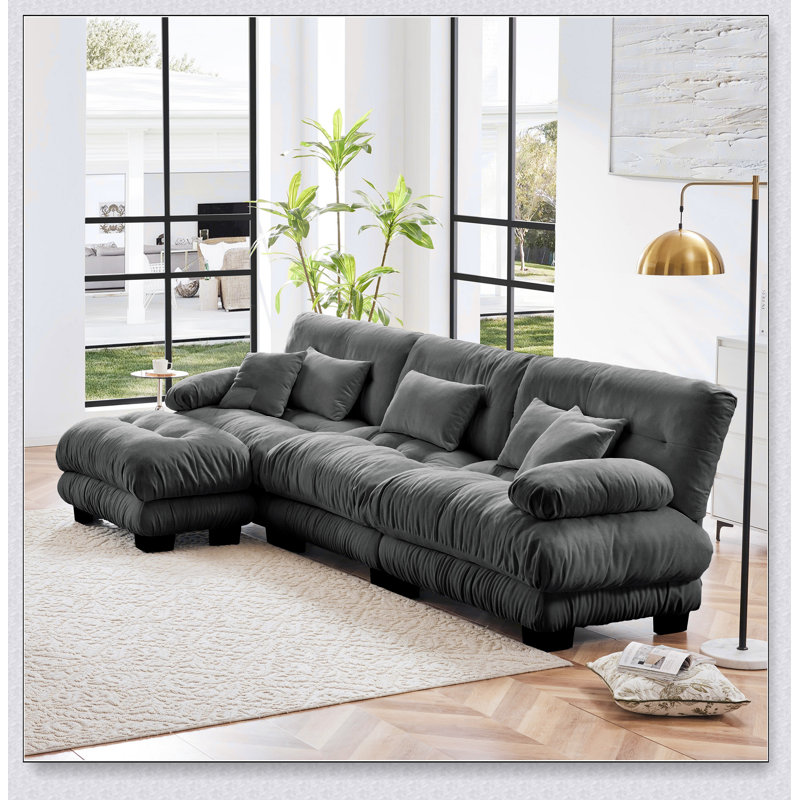 Luxurious Oversized Sectional Sofa for Living Room, Enhancing Comfort and Style with Plush Seating and Elegant Design, Gray