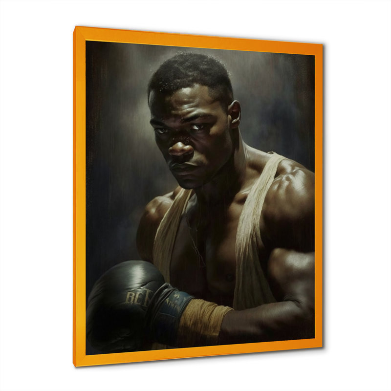«Wrestling Man», reproduction sur toile, H 32 po x l 16 po x P 1 po, Impression dorée sur toile encadrée