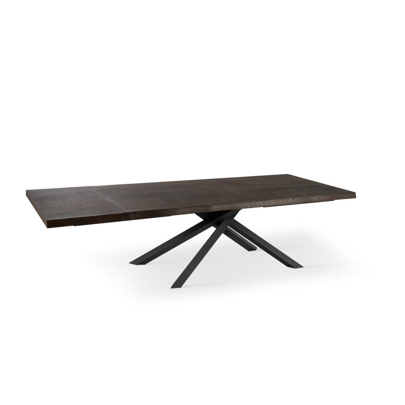 Dariane Extendable Oak Metal Base Dining Table, 76cm H x 90cm W x 160cm L