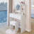 17" Round Led Mirror Vanity Table + Soft Cushion Stool Set, Large Mirror, Touch Switch, 3 Colors, Adjustable Brightness, Large Desktop, Multi-Layer High Capacity Storage, Suitable For Small Space-742833902