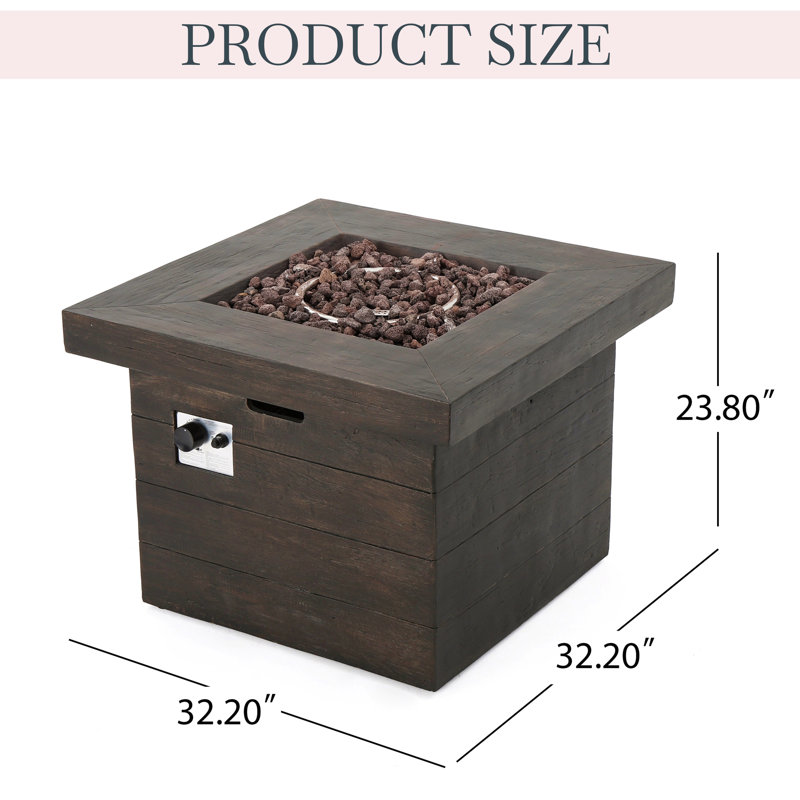 40,000 Btu Square Mgo Fire Pit, Brown