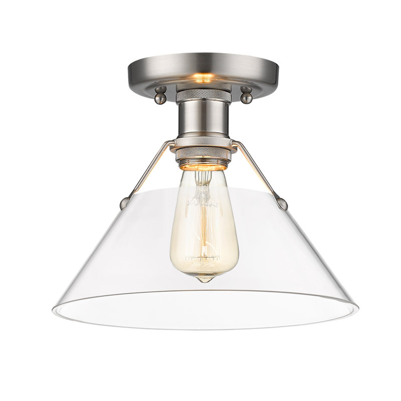Weatherford Flush Mount, Pewter, Clear Glass