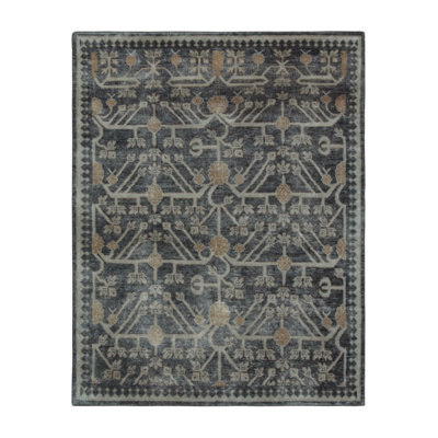 Rug & Kilim’S Khotan-Inspired Rug In Cool Gray And Ice Blue Geometric-Florals