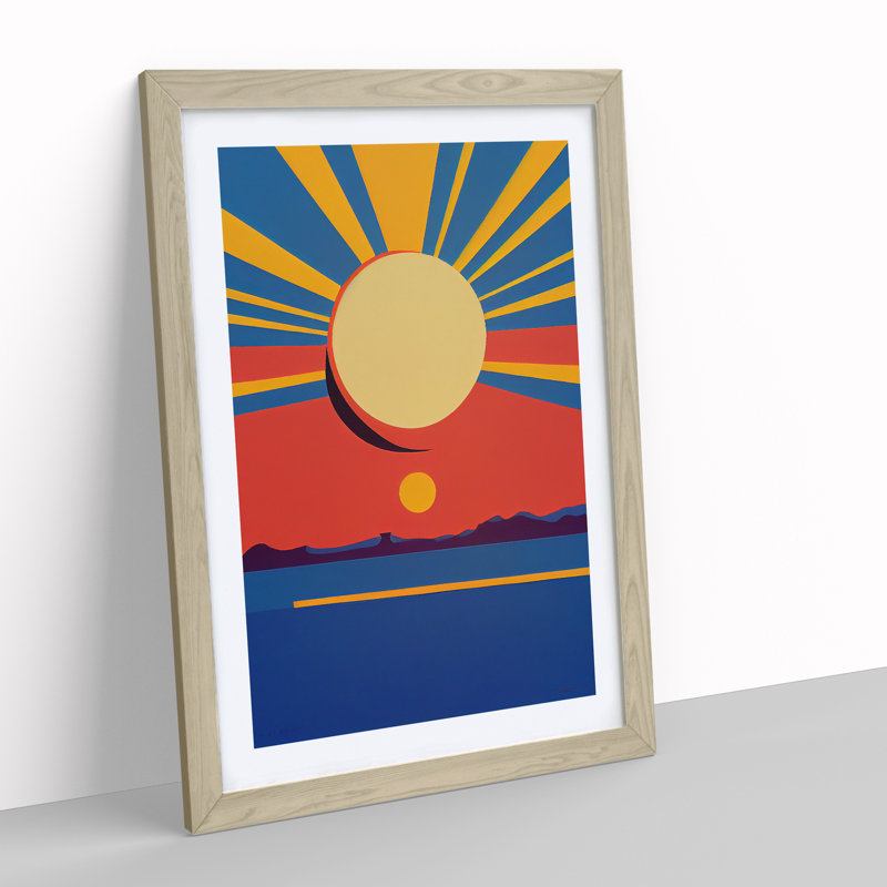 Majestic Abstract Sunset - Framed Print, 64cm H x 46cm W x 2cm D, Oak