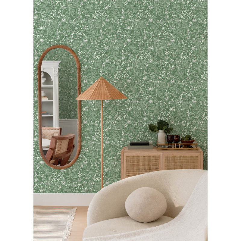 Papier peint floral Idalia, Vert