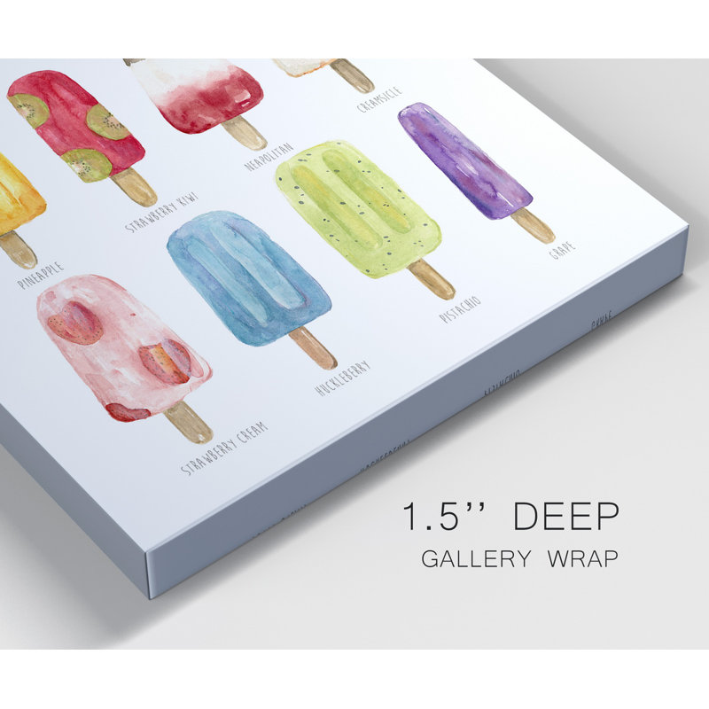 Popsicles Come Chill - ensemble de 2 reproductions d'art sur toiles tendues, H 24 po x l 48 po x P 1 po