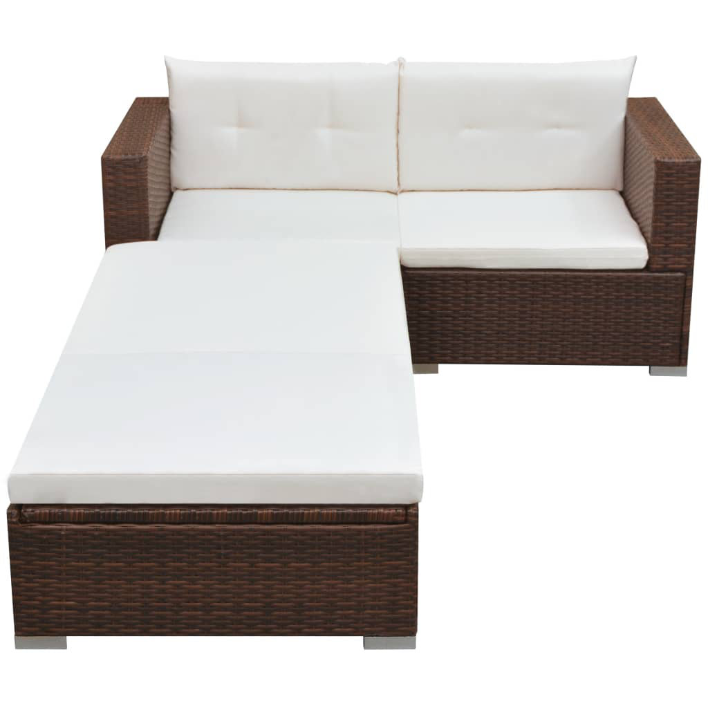 3-Sitzer Lounge-Set Joshewa aus Polyrattan mit Polster