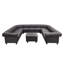 Canapé modulaire en forme de U vintage en cuir avec capitonnage à boutons-1944540604